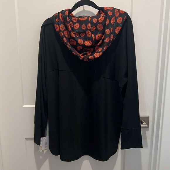 Lularoe Amber Lightweight Hoodie, Halloween Jack o Lantern pumpkin hooded - Picture 2 of 10